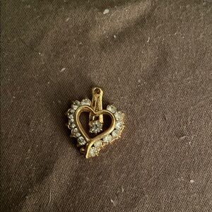 Gold Heart Pendant with Crystals